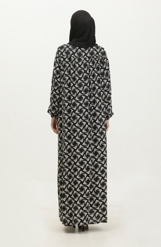 Plus Size Patterned Viscose Dress 44852N-01 Black 44852N-01