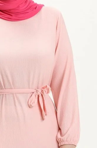 Farbalı Büyük Beden Elbise 4581-06 Pudra