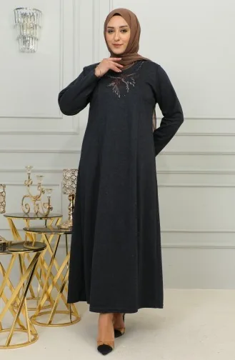Robe En Maille D`acier Brodée Grande Taille 4878-02 Bleu Marine 4878-02