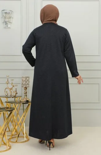 Robe En Maille D`acier Brodée Grande Taille 4878-02 Bleu Marine 4878-02