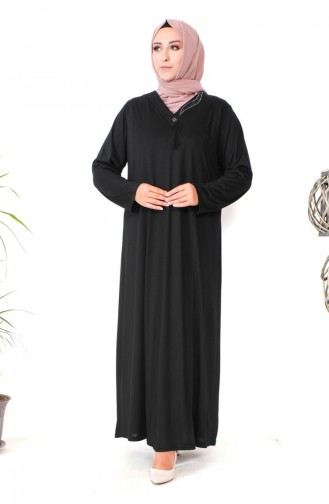 Schwarz Hijab Kleider 4932-01