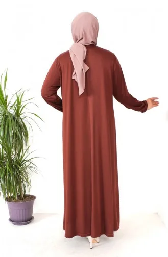 Robe En Coton Peigné Imprimé Pierre Grande Taille 4932-03 Tan 4932-03