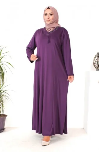 Robe En Coton Peigné Imprimé Pierre Grande Taille 4932-08 Prune 4932-08