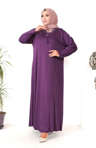 Robe En Coton Peigné Imprimé Pierre Grande Taille 4932-08 Prune 4932-08