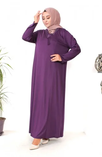 Robe En Coton Peigné Imprimé Pierre Grande Taille 4932-08 Prune 4932-08