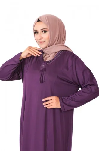 Robe En Coton Peigné Imprimé Pierre Grande Taille 4932-08 Prune 4932-08