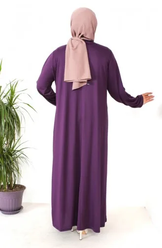 Robe En Coton Peigné Imprimé Pierre Grande Taille 4932-08 Prune 4932-08
