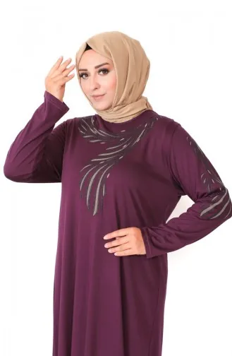 فستان قطني ممشط مقاس كبير 4944-01 أرجواني 4944-01