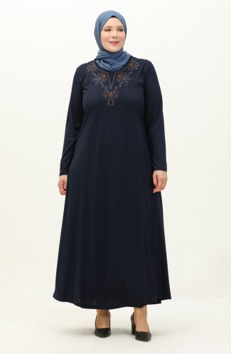 Navy Blue Hijab Dress 4952-02