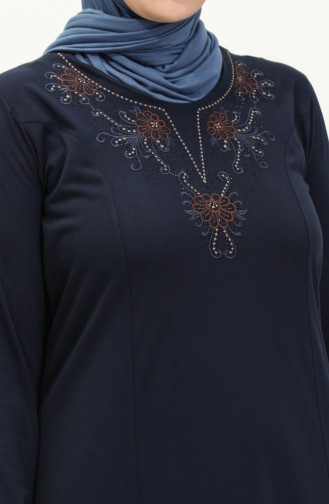 Navy Blue Hijab Dress 4952-02