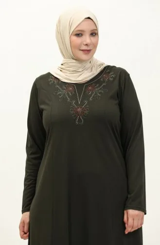Plus Size Geborduurde Jurk 4952-04 Khaki 4952-04