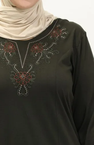 Plus Size Geborduurde Jurk 4952-04 Khaki 4952-04