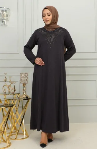 Robe En Viscose Brodée Grande Taille 4956-01 Prune 4956-01