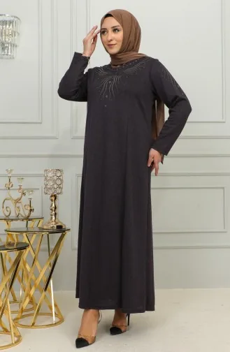 Robe En Viscose Brodée Grande Taille 4956-01 Prune 4956-01