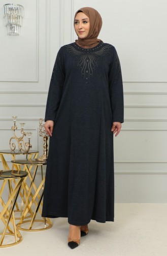 Dunkelblau Hijab Kleider 4956-02