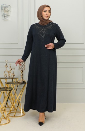 Dunkelblau Hijab Kleider 4956-02