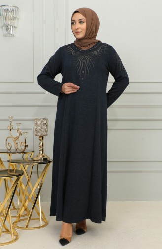 Dunkelblau Hijab Kleider 4956-02