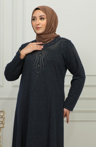 Dunkelblau Hijab Kleider 4956-02