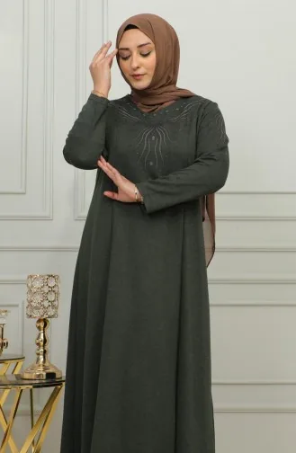 Robe En Viscose Brodée Grande Taille 4956-03 Kaki 4956-03
