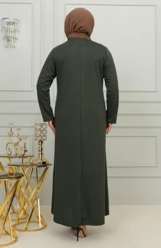 Robe En Viscose Brodée Grande Taille 4956-03 Kaki 4956-03