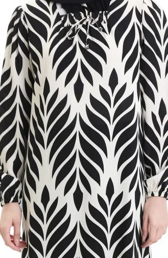 فستان فيسكوز برقبة مربعة 994585I-01 أسود 994585I-01