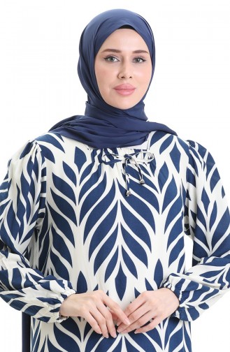 فستان فيسكوز بياقة مربعة 994585I-04 أزرق داكن 994585I-04