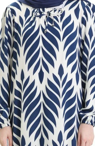 فستان فيسكوز بياقة مربعة 994585I-04 أزرق داكن 994585I-04