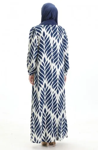 فستان فيسكوز بياقة مربعة 994585I-04 أزرق داكن 994585I-04