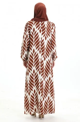 فستان فيسكوز بياقة مربعة 994585I-05 بني 994585I-05