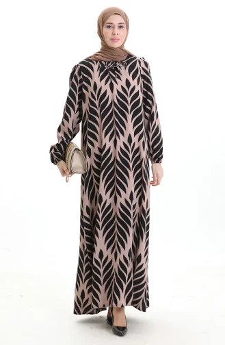 فستان فيسكوز بياقة مربعة 994585I-07 أسود من المنك 994585I-07