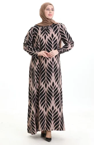 فستان فيسكوز بياقة مربعة 994585I-07 أسود من المنك 994585I-07