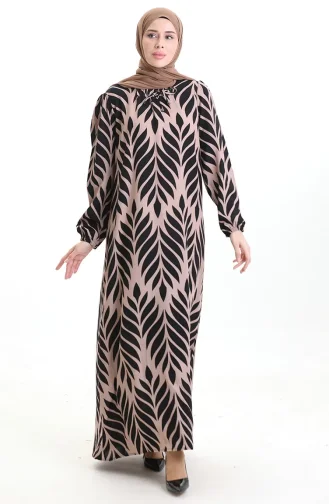 فستان فيسكوز بياقة مربعة 994585I-07 أسود من المنك 994585I-07