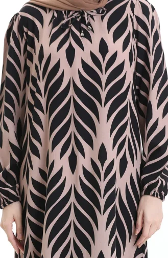 فستان فيسكوز بياقة مربعة 994585I-07 أسود من المنك 994585I-07