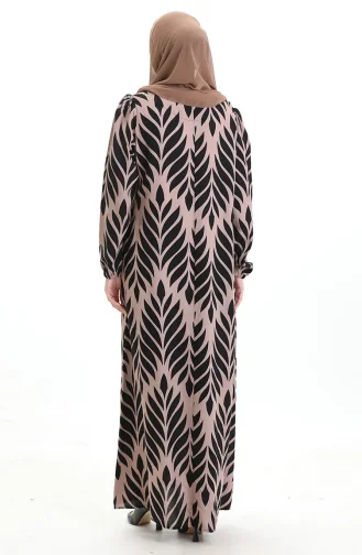 فستان فيسكوز بياقة مربعة 994585I-07 أسود من المنك 994585I-07