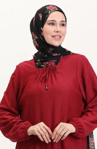 Jurk Met Vierkante Kraag 99490701-02 Bordeauxrood 99490701-02