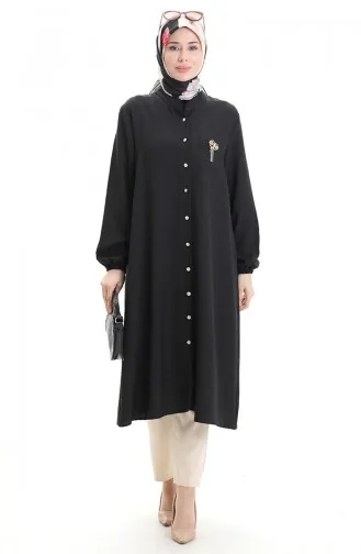 Linen Long Tunic 992005-01 Black 992005-01