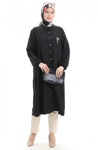 Linen Long Tunic 992005-01 Black 992005-01