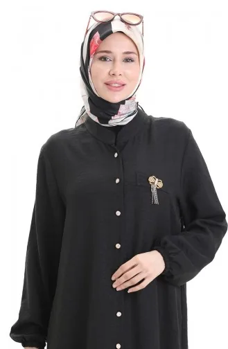 Linen Long Tunic 992005-01 Black 992005-01