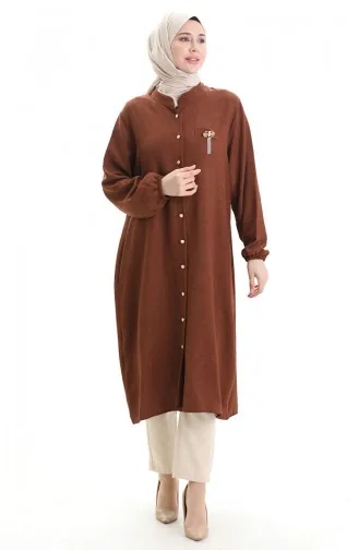 تونيك كتان طويل 992005-02 بني 992005-02