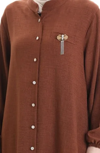 تونيك كتان طويل 992005-02 بني 992005-02