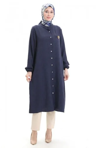 تونيك كتان طويل 992005-04 أزرق داكن 992005-04