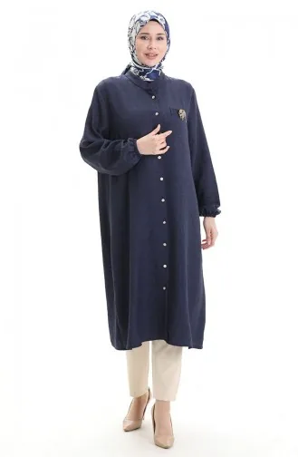 تونيك كتان طويل 992005-04 أزرق داكن 992005-04