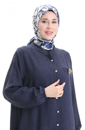 تونيك كتان طويل 992005-04 أزرق داكن 992005-04