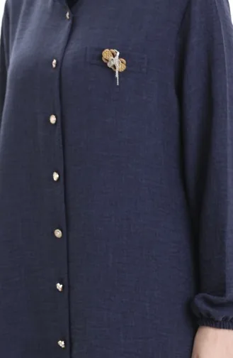 تونيك كتان طويل 992005-04 أزرق داكن 992005-04