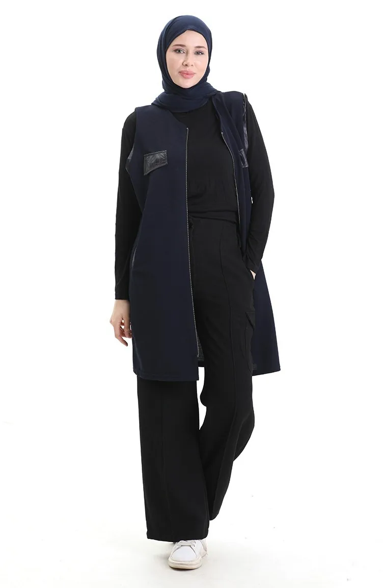 Leder Kombiweste 994763-01 Marineblau 994763-01
