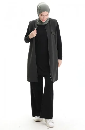 Leder Kombinierte Weste 994763-02 Khaki 994763-02