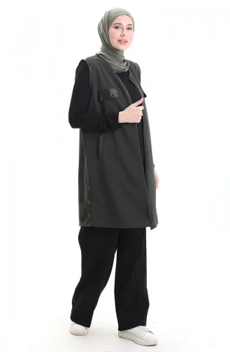 Leder Kombinierte Weste 994763-02 Khaki 994763-02