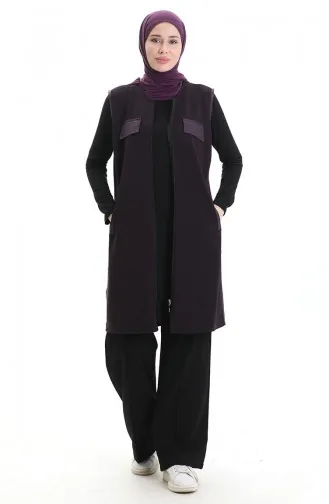 Leder Kombinierte Weste 994763-03 Pflaume 994763-03