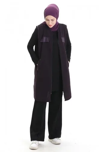 Leder Kombinierte Weste 994763-03 Pflaume 994763-03