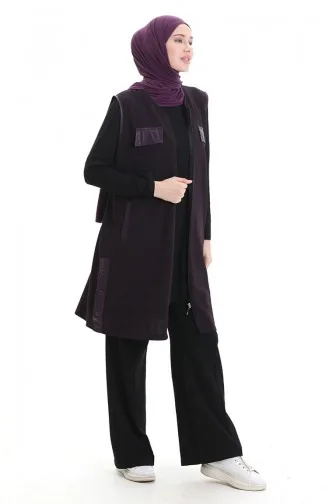 Leder Kombinierte Weste 994763-03 Pflaume 994763-03